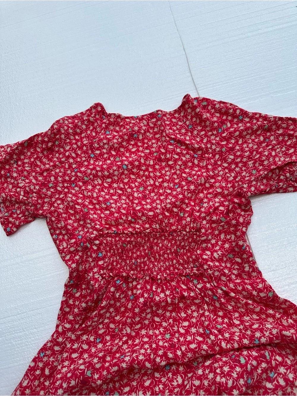 Free people Full Bloom Midi Dress in red floral print sz L